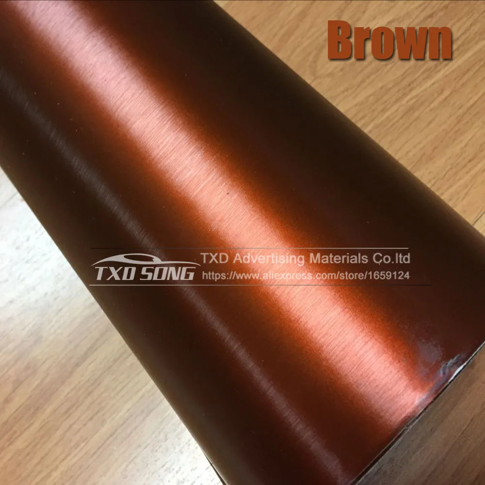 

Premium Brown Matte Chrome Brushed Metallic Vinyl Film Sticker Bubble Free Brushed Metallic Car Wrapping brown brushed film