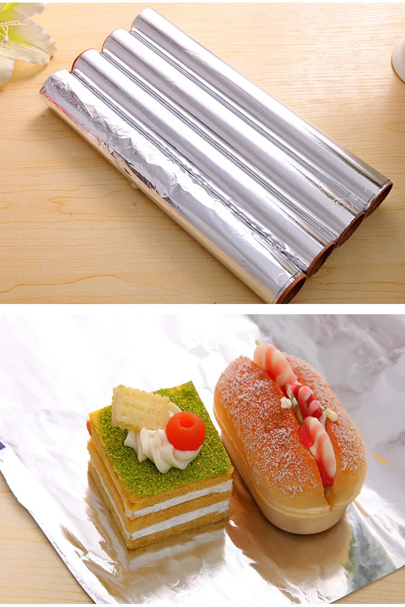 QuickDone BBQ Grill Silver Baking Tinfoil Wrap Aluminum Metal Tin Non-Stick Foil Paper Food Pack Baking Mat Accessories KC1672 (2)