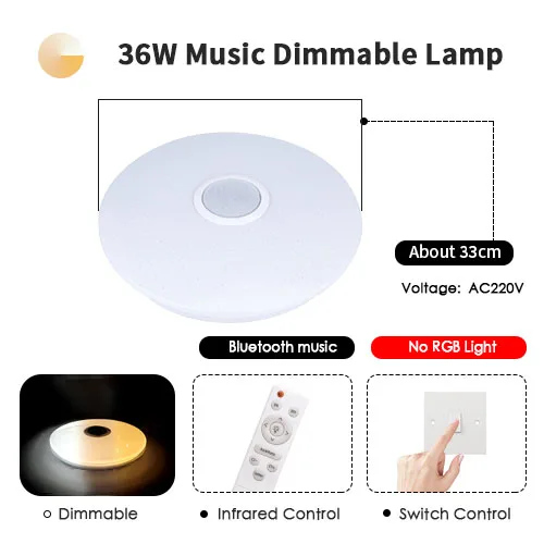 Светодиодный потолочный светильник RGB с регулируемой яркостью 36 Вт 40 Вт смарт-приложение управление Bluetooth музыка современный светодиодный потолочный светильник для гостиной спальни - Цвет корпуса: 3colors-RT-BT-33cm