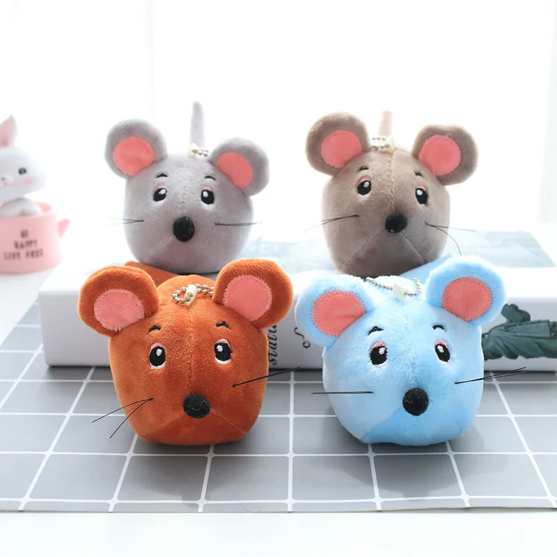 

10cm Baby Kids Kawaii Cute Soft Plush Cartoon Animal 3 Colors Small Mouse Toy Doll Key Chain Stuffed Hamster Toy