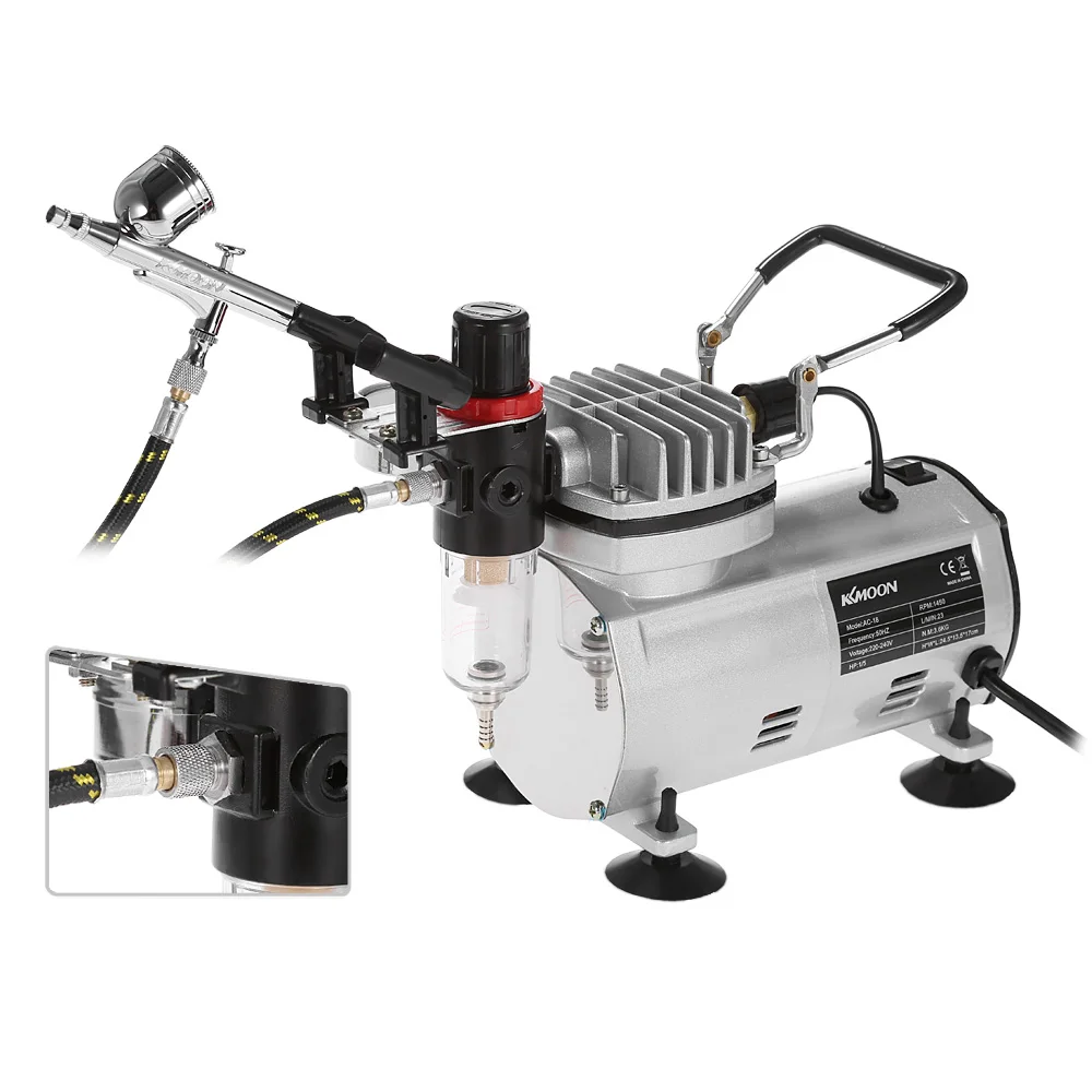Master Airbrush Multi-purpose Gravity Feed Dual-action Airbrush Kit with 6  Foot Hose and a Powerful 1/5hp Single Piston Quiet Air Compressor
