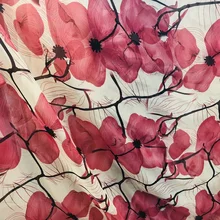 145 см ширина 75D шифон с рисунком с большими красными цветами узор для летней одежды и платья CH-023