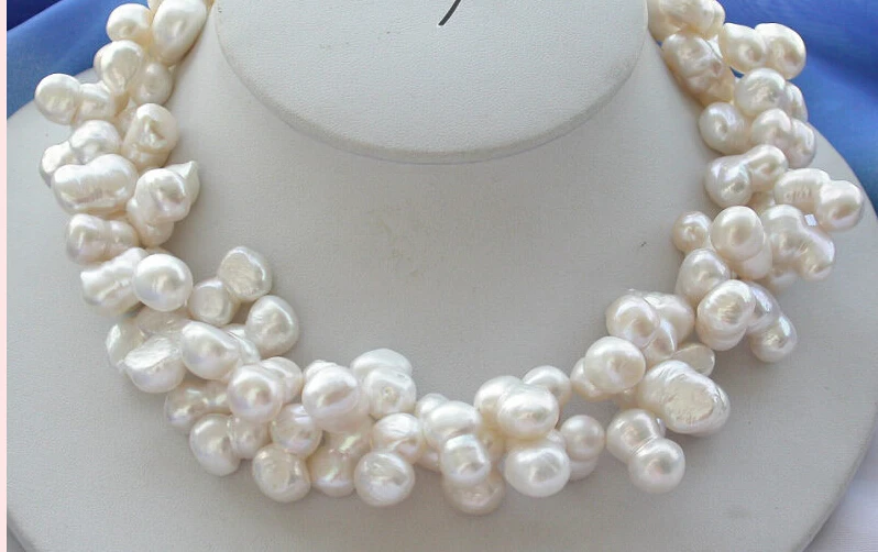 

z z3800 NATURAL 2ROW 16" 17MM white DOUBLE FW CULTURED PEARL NECKLACE