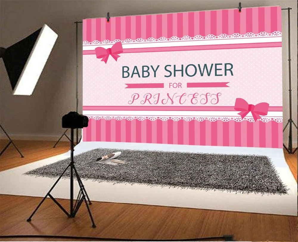 Laeacco Pink Different Stripes Baby Shower Tie Pattern Photographic Background Customized Photography Backdrops For Photo Studio