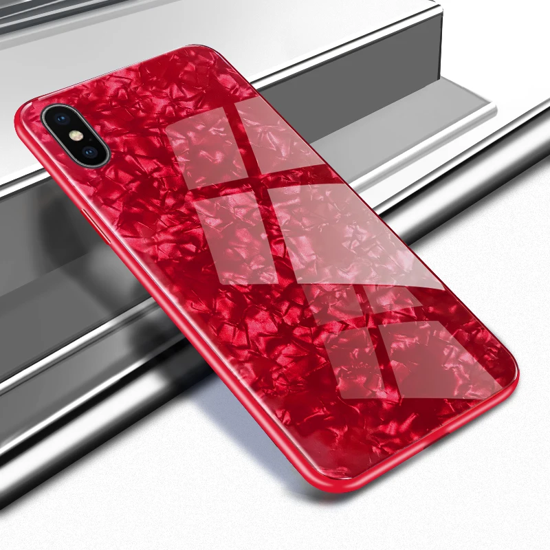 

Tempered Glass Case for Iphone XS Max XR XS X Cover Soft Silicone Frame Bling Glitter Shell Cover for Iphone 8 7 6 6s Plus Case
