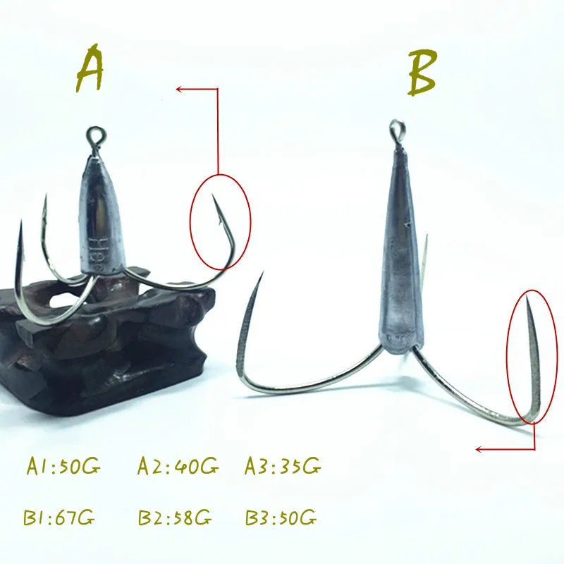 Vissen 1 шт. Якорный крюк 6 размеров три якорных коготь крюк свинцовый молоток крюк с колючей якорь крюк для рыбалки - Цвет: A3