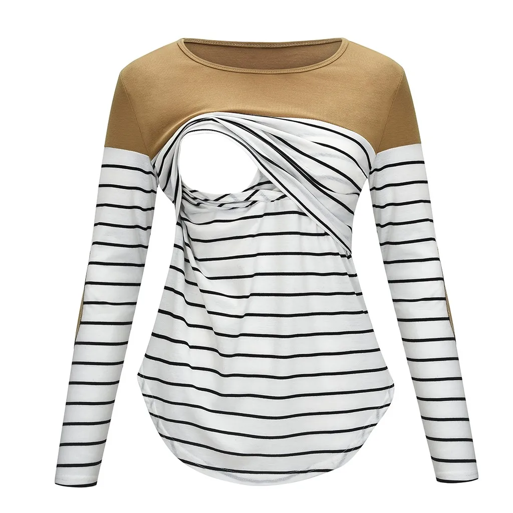 Women Maternity shirts Long Sleeve Striped Nursing Tops T-shirt For Breastfeeding tshirt for pregnant clothes embarazada ropa