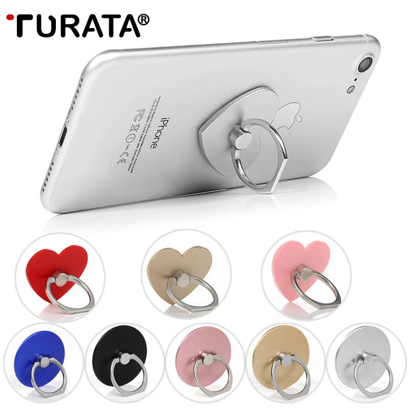 TURATA Round/Heart Spinner Finger Ring Socket Phone Finger Stand Holder For iPhone Samsung Huawei Xiaomi Desktop Kickstand