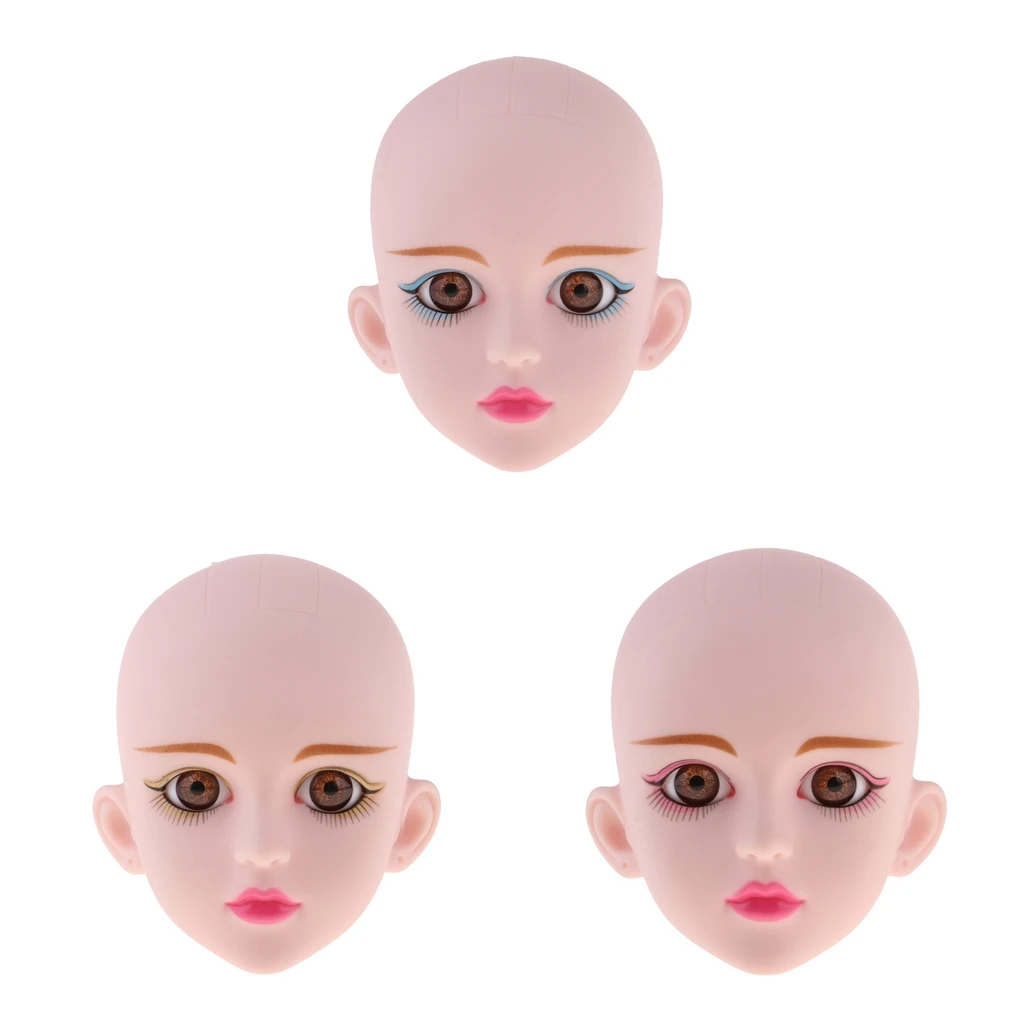 1/4 Female Doll Head w/ Brown Eyes for BJD DIY Part Accs