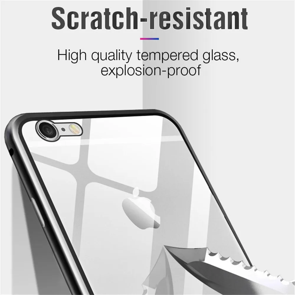 Магнитный адсорбционный чехол для iPhone X XS Max 10 8 7 6 S Plus coque закаленное стекло