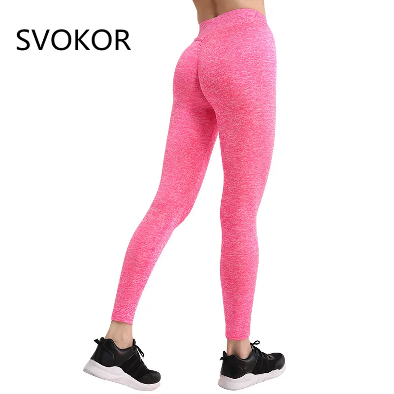 SVOKOR Solid Women Leggings V Waist Sportwear Polyester Ankle-Length Jeggings Breathable Soft Push Up Fashion Female Legging Leggings