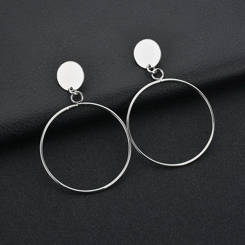 

Geometric Round Clip on Earrings No Pierced Ear Clip Metal Simple Big Earrings Without Piercing Women