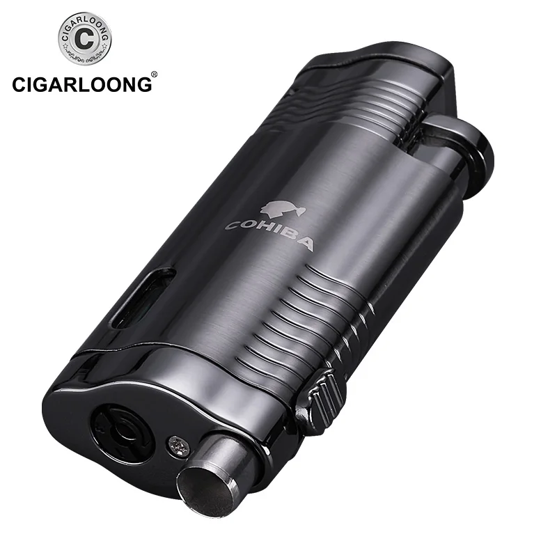 Ветрозащитная 3 фонарь ная газовая Бутановая Зажигалка COHIBA с резаком для сигар