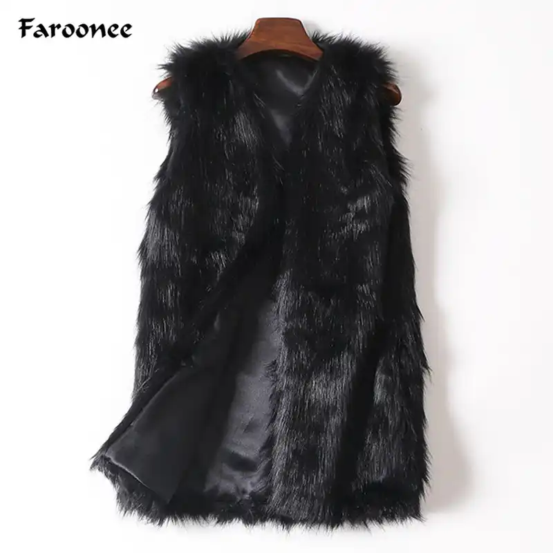 black faux fur vest womens