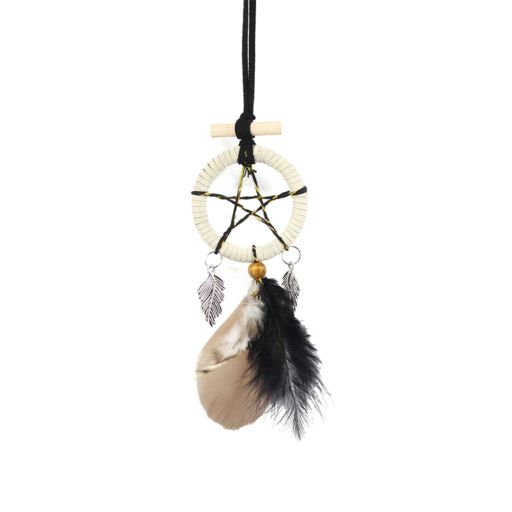 

Handmade Mini Dream Catcher Feather Metal Leaf Bead Dreamcatcher Wind Chimes Car Home Wall Hanging Decor Craft Gift Pendant
