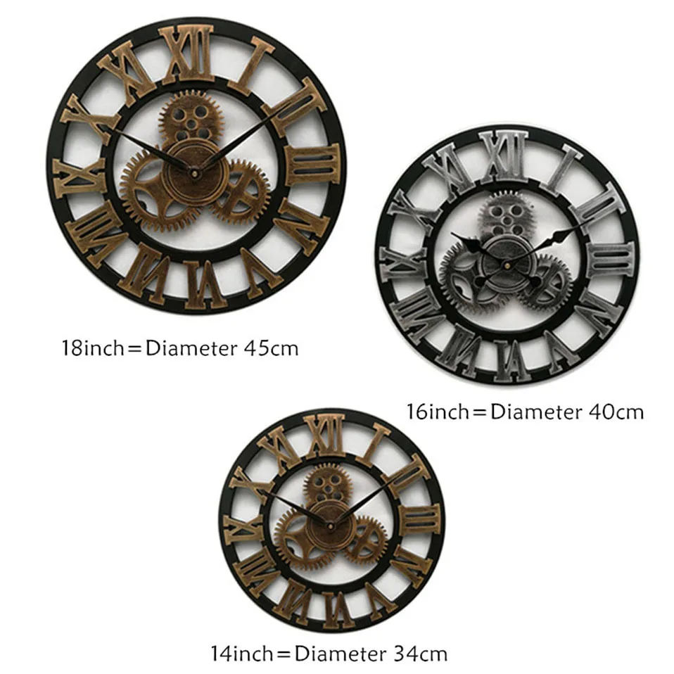 Большие деревянные настенные часы в винтажном стиле шестерни часы в американском стиле гостиная настенные часы современный дизайн украшения для дома часы на стене