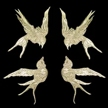 Золотая нить вышивка Ласточки птицы патч для ткани золотая нить птицы аппликация Ласточки Ткань наклейки