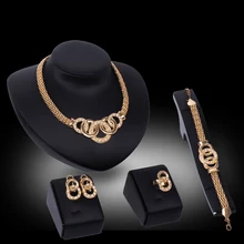Women Wedding Party Necklace Jewelry Sets Fashion Crystal Rhinestone Gold Color Pendant Costume Bridal Accessories