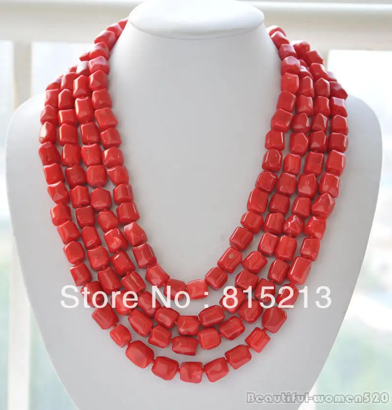 

ddh0094 Long 12x14mm massive red coral NECKLACE 28% Discount (A0325)