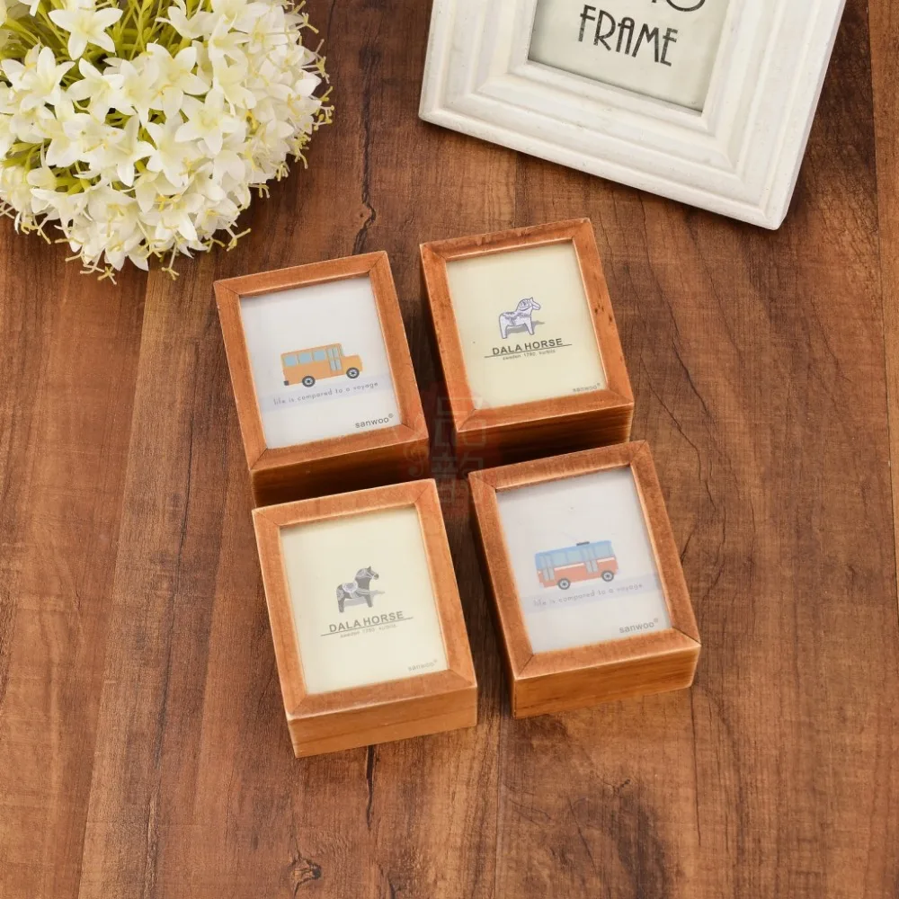 Wooden Photo Frame music box could put yourself photo in 8.5*7*4.2 cm