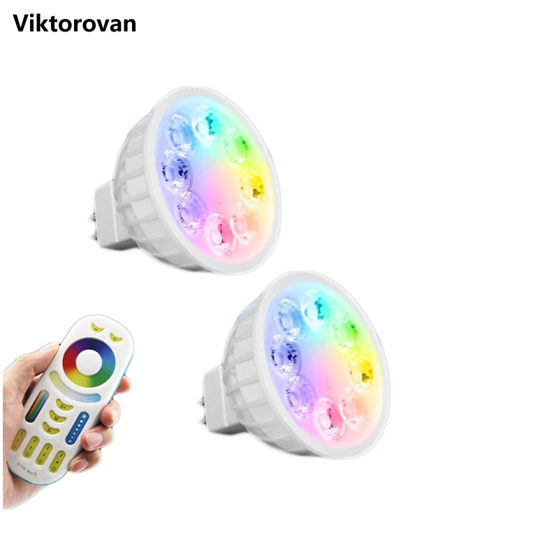 Milight затемнения MR16 4 Вт RGBWW 2 г DC12V RF светодио дный лампочки и беспроводной зоны