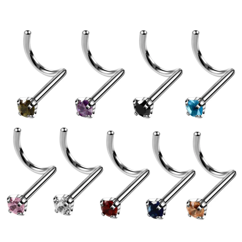 1pc Surgical Steel Zircon Nose Screw Ring Bone Stud Piercing Body Jewelry | Украшения и аксессуары