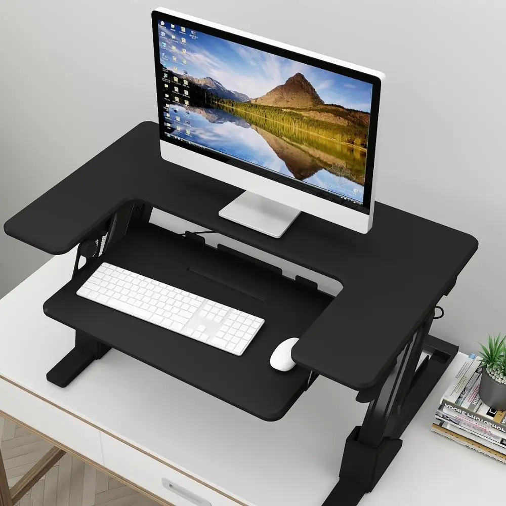  Standing Adjustable Computer Desk Hand Lift Foldable Ergonomic Computer Table for Office and Home