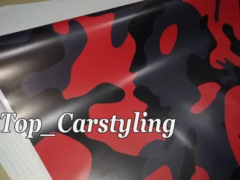 

Large re'd gray Camouflage Vinyl Car wrap film pellicola Camo Car Sticker truck boat Wrap air Bubble Free 1.52x30m 98ft