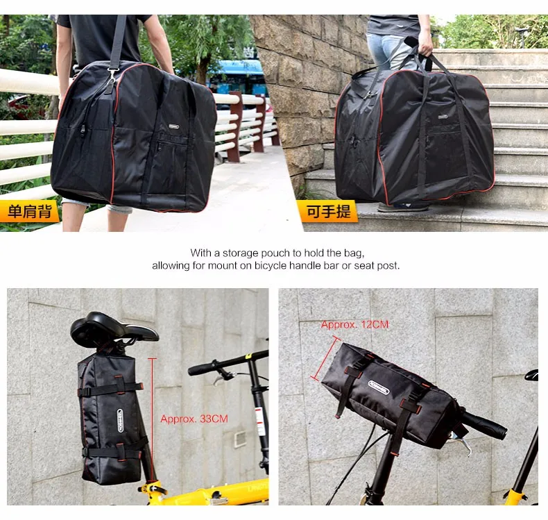 Sale ROSWHEEL Bicycle Storage Bag 14-20 Inch Folding Bike Loading 420D Pannier Shoulder Hand Carry Luggage Handlebar Seatpost Mount 1