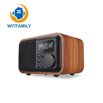 

Wooden Multimedia Mini Alarm Clock Small Audio Subwoofer Bluetooth Speakers Plug-in Radio with Dust-proof Telecontrol Function