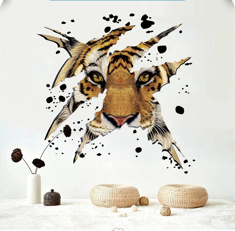 Tigre tapeçaria 3d impresso realista animal pano de fundo colorido sala  estar parede pendurado poliéster mural casa decorações - AliExpress