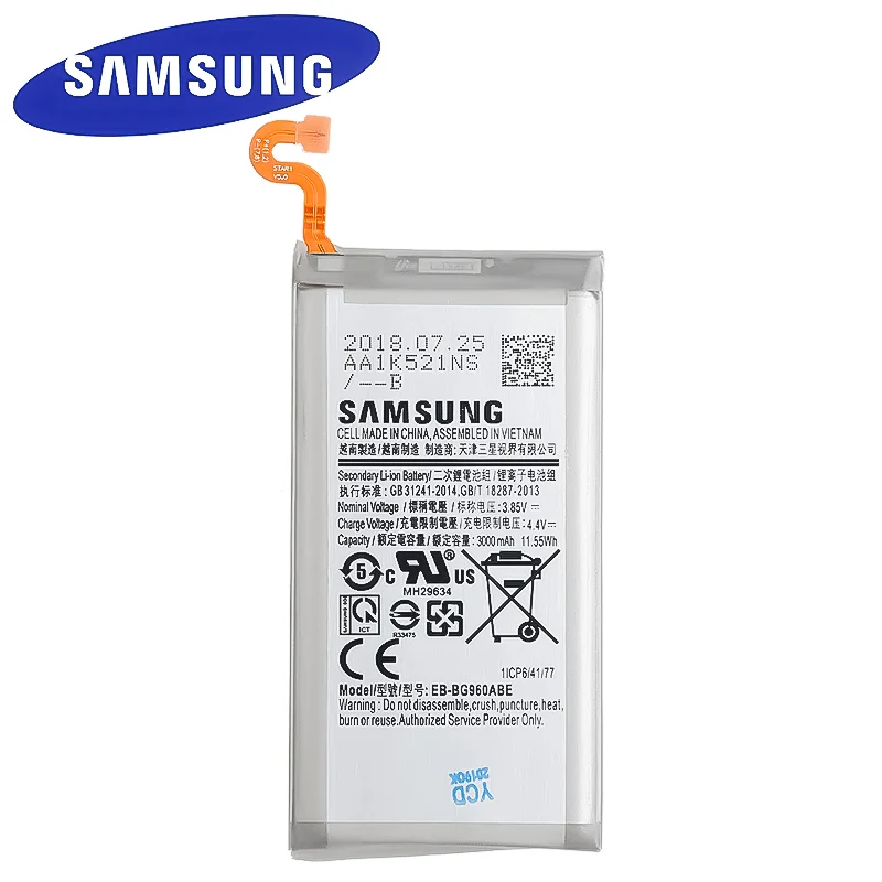

Samsung Original Replacement Phone Battery For Galaxy S9 G9600 SM-G960F SM-G960 G960F G960 EB-BG960ABE Phone Battery 3000mAh