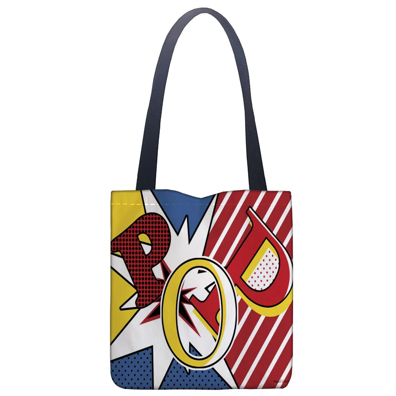 Pop Art The Phone Call Retro Lady Shopping Bag Comic All-Over Tote Bag Carry Market Bag