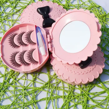 

Women Make Up Beauty False Eyelash With Storage Box Makeup Cosmetic Mirror Case
