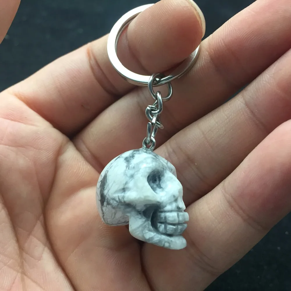 Брелок для ключей с кристаллами и природными минералами|chain for keys|skulls carvedskull key chain |