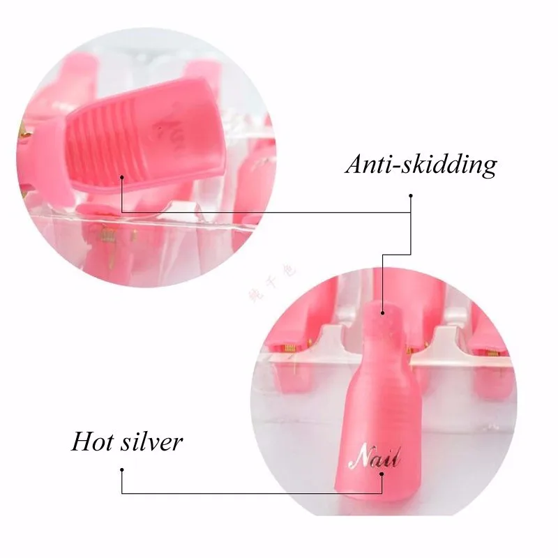 10 шт. средство для снятия лака для ногтей, зажим для снятия геля для ногтей, набор для снятия Обертывания, маникюрный очиститель для педикюра, фиксирующий колпачок, набор инструментов для дизайна ногтей