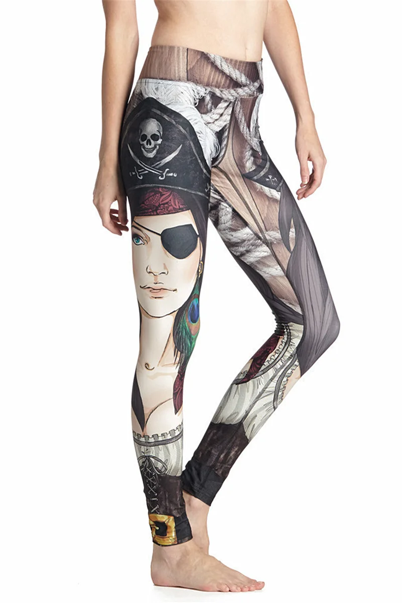 Femmes One Eyed Pirate Lady Fitness Caleçons Exercice Rapide Séchage Cheville Longueur Pantalon D'énergie Pantalon Ropa Mujer