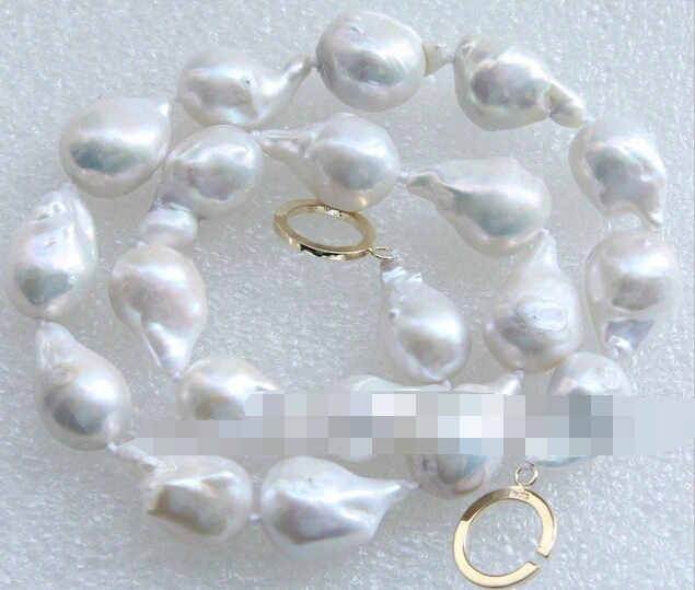 

Jew3109 Natural Baroque white Reborn Keshi pearls necklace