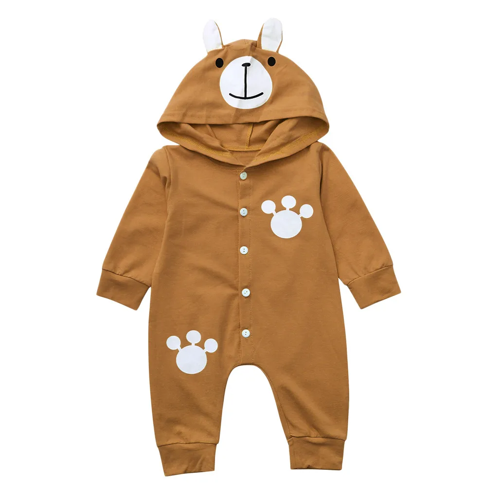 Infant toddler romper Baby Long Sleeve Cartoon Bear Print Hoodie baby ...