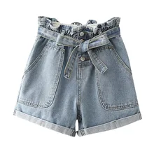 Брюки женские большие размеры Calca Feminina женские узкие джинсы 2019Bow Butto большой карман свободные джинсовые повседневные маленькие хлопковые короткие брюки Z4