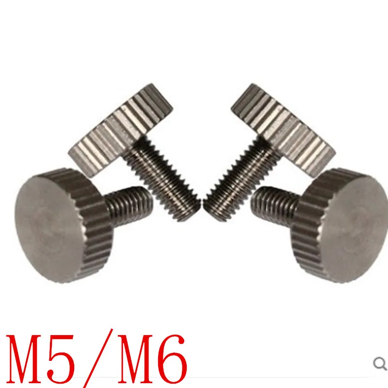 10pcs/lot M5 M6 Stainless Steel Flat Head Thumb Screw /round Knurling