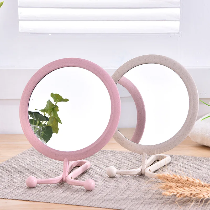 

TI72 Wheat straw material makeup mirror folding hanging double-sided mirror HD desktop beauty products