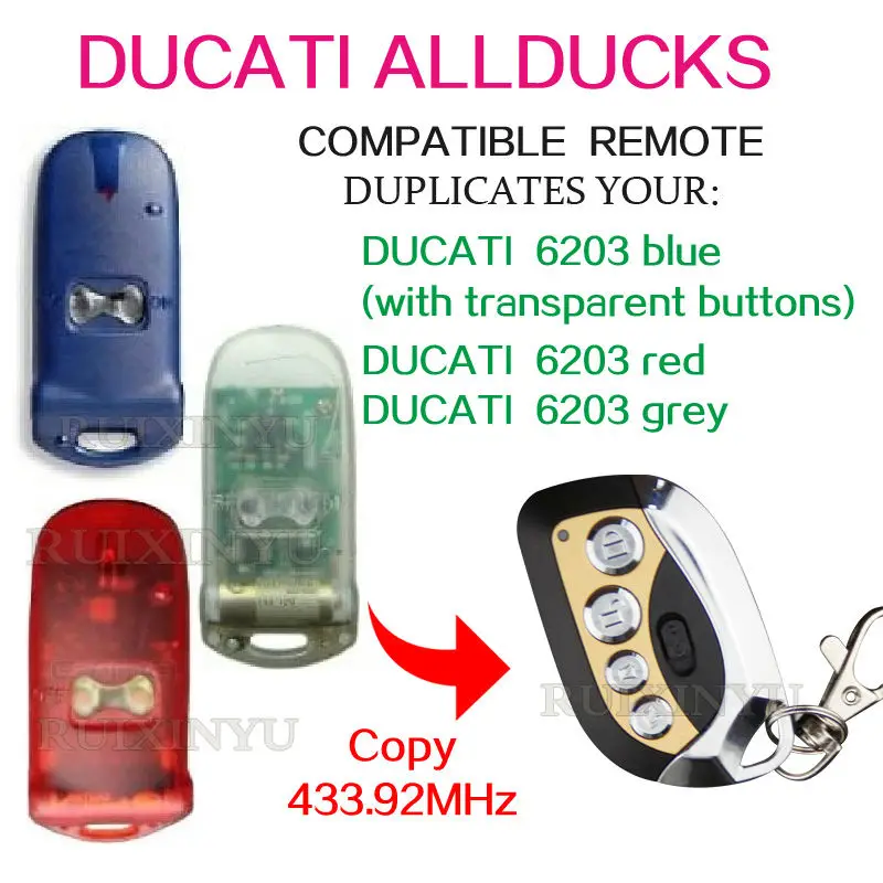 

DUCATI ALLDUCKS HC6203 high quality copy 433.92mhz remote control for garage door garage door remote control duplicator