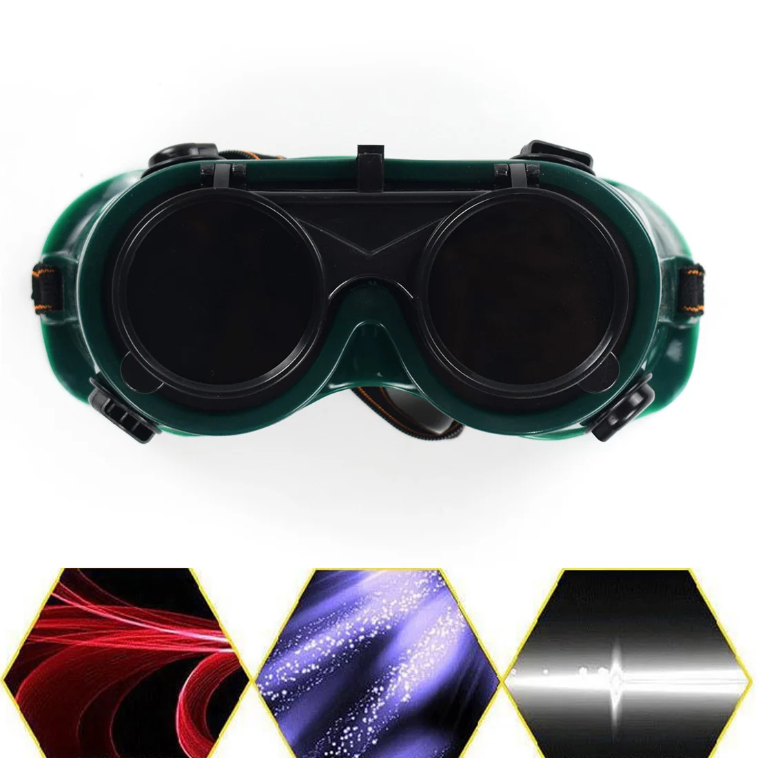 Темно-зеленый сварки очки защитные, инструмент Запчасти аксессуары глаз двойной токарные очки