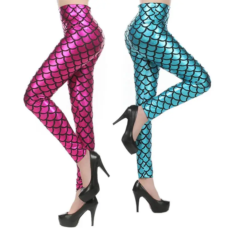 Women Sexy Shiny Sport Fish Scales Gmy Printed Leggings Fitness Running Jeggings Push up Jeans Work out Active Wear Leggins