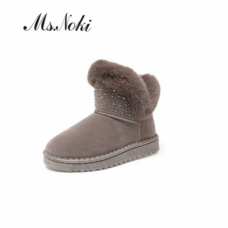 

Fashion crystal solid snow boots women flock sweet platforms ladies ankle botas slip on woman winter boots of warm plush inside