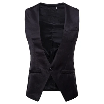 

Men's Classic V Neck Suit Vest Men Gilet Costume Homme 2018 Brand New Single Breasted Business Wedding Suit Vests Colete Hombre