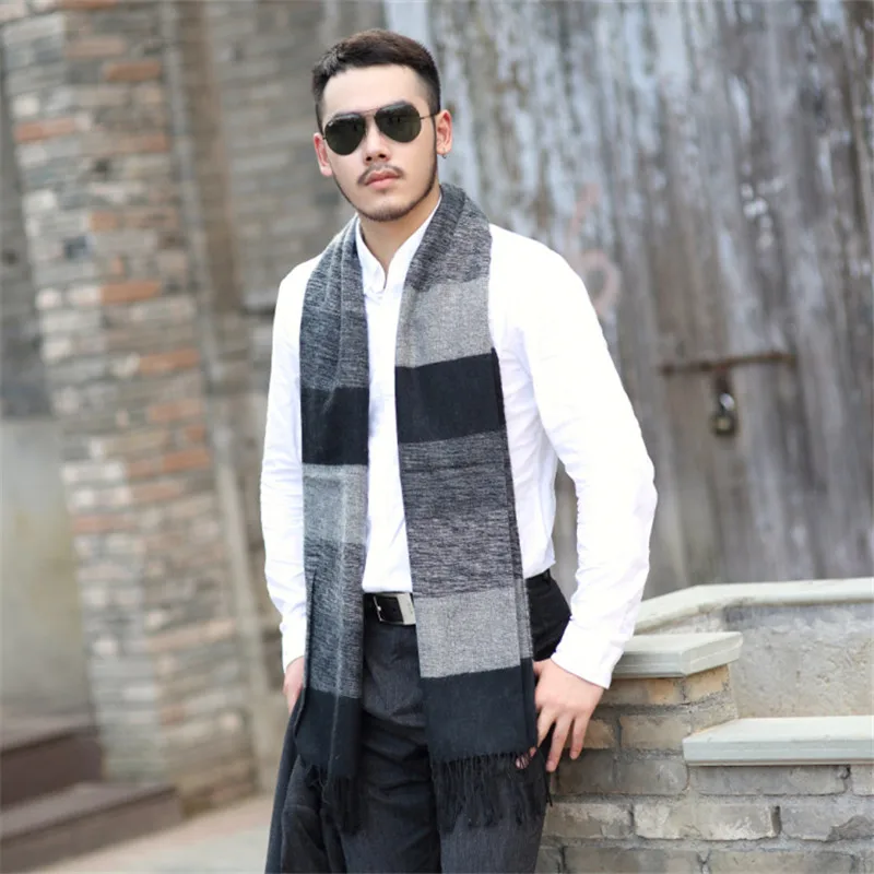 2016 New Fashion Pashmina font b tartan b font Scarves men winter Plaid Scarf for Men