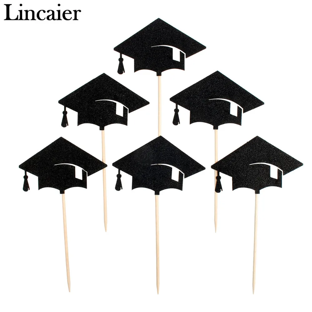 

Lincaier 6pcs Bachelor Hat Cap Cupcake Toppers Graduation Party Grad Cake Decoration Supplies 2019 Congrats Graduate Baby Shower