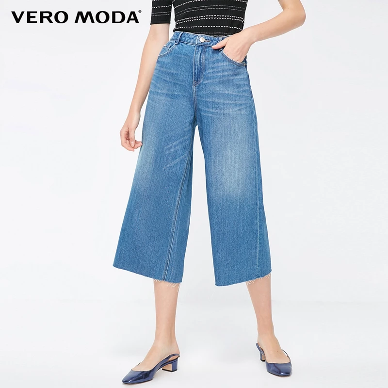 

Vero Moda 2019 New Women's Cotton-rich Raw-edge Wide-leg Jeans | 31836I514